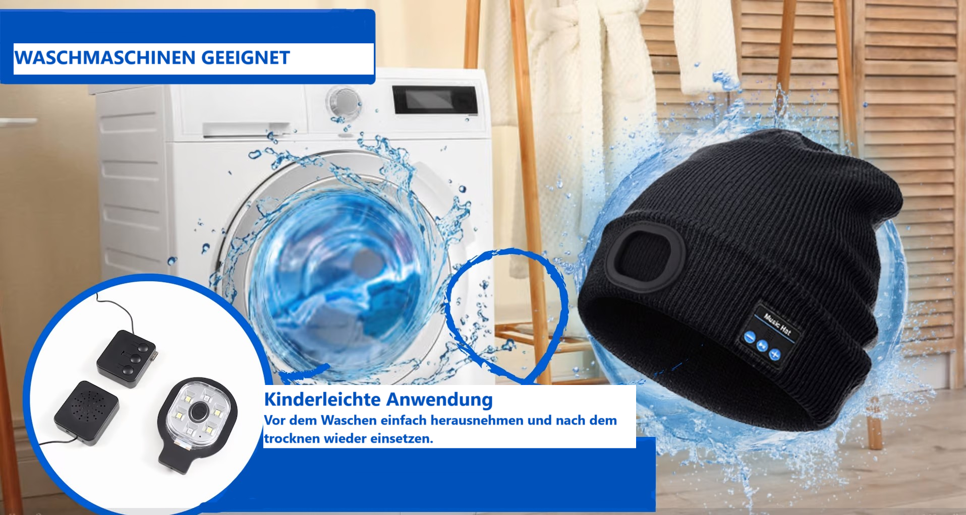 Bluetooth Mütze mit LED-Licht